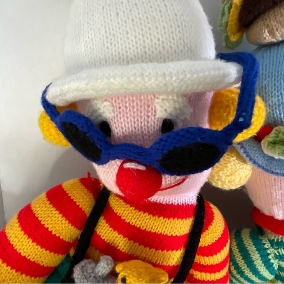 Jean Greenhowe Clown Dolls Knit Stuffed Plush Handmade Large Godfrey Alf - Picture 4 of 14